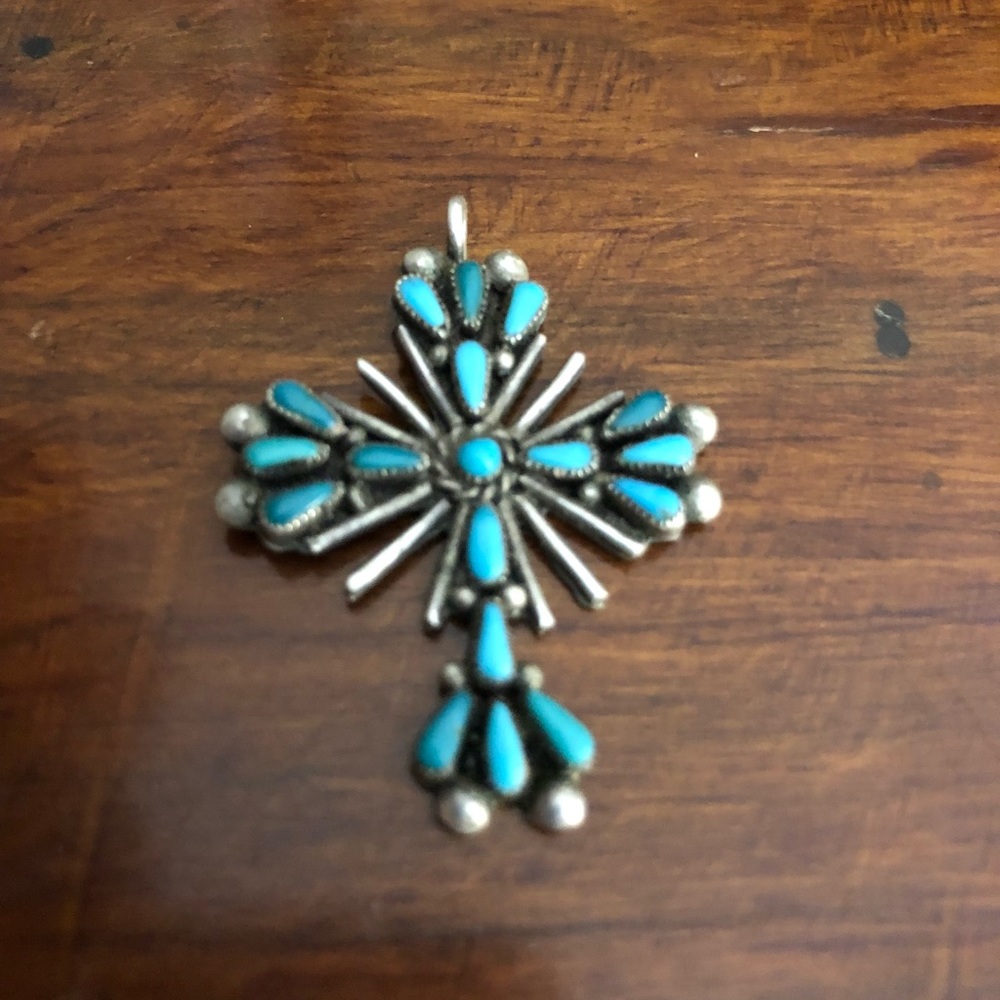 Turquoise and Silver Cross